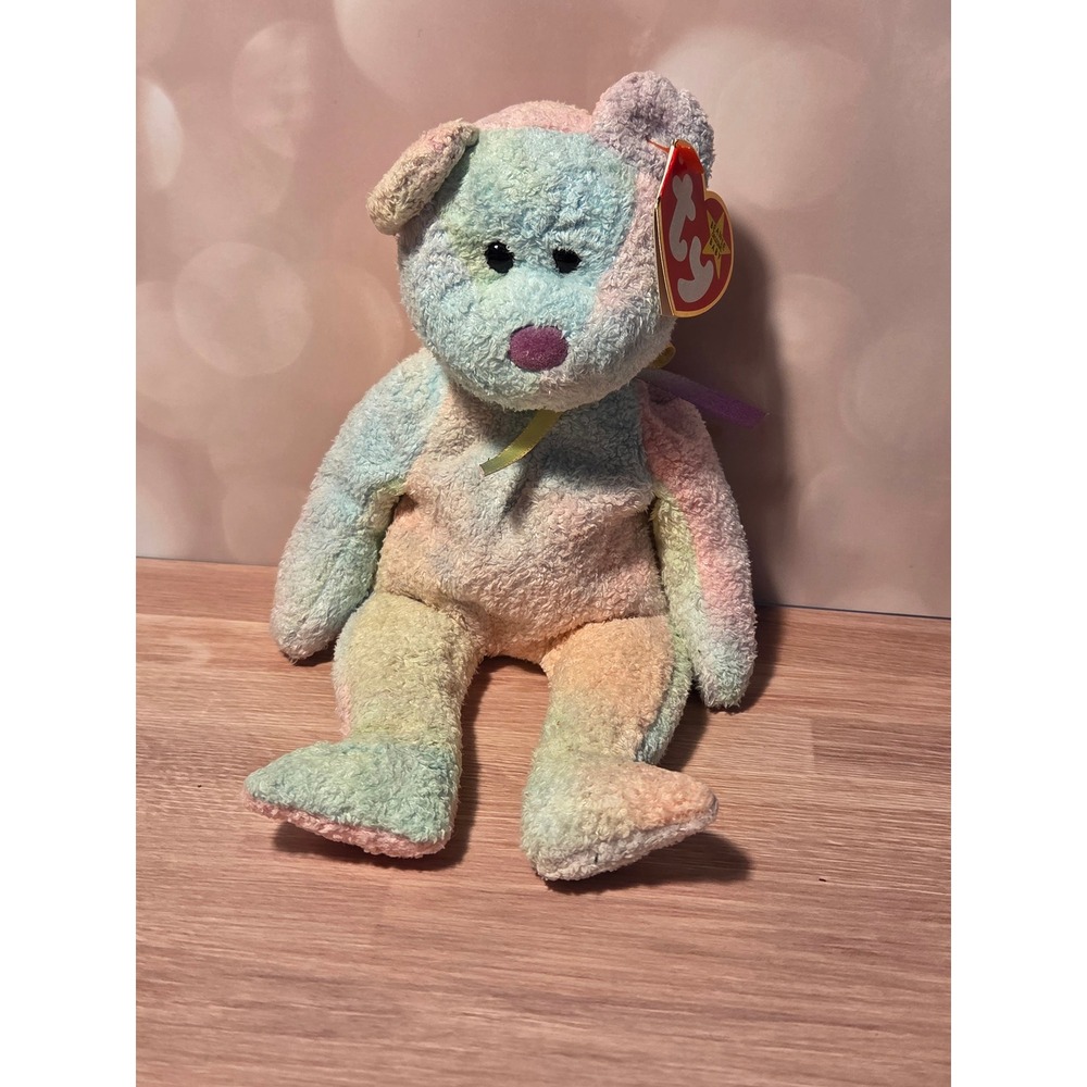 Ty Beanie Baby Groovy the Bear 1999 Pastel Tie Dye Plush 04256 Collectible